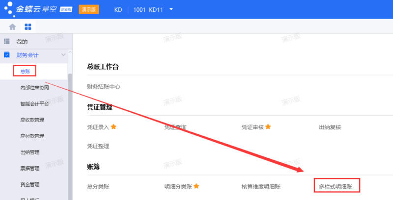 总帐多栏式明细账功能介绍与设置方法-dgcity
