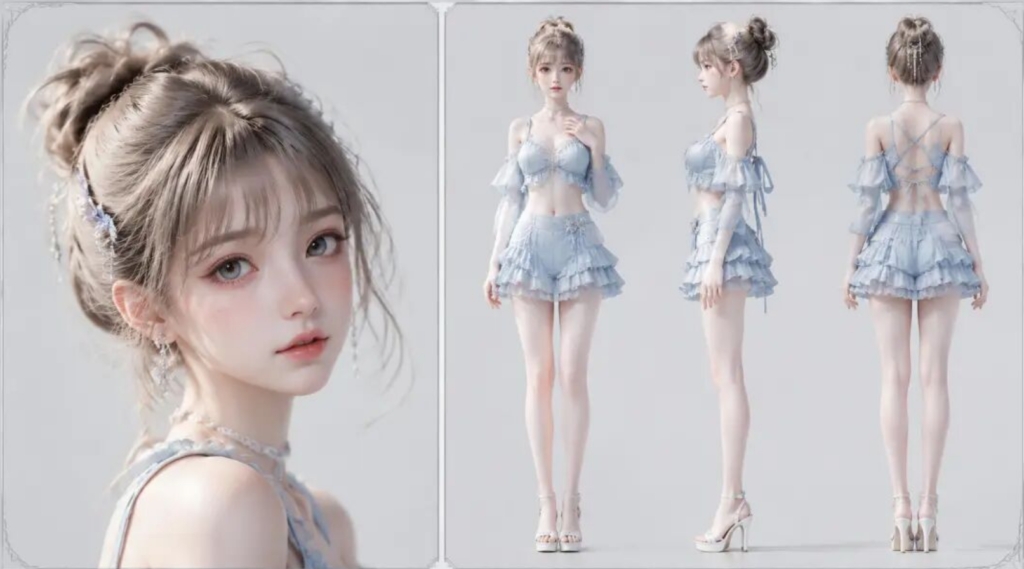 图片[3]-一组适合制作角色三视图、人物设定稿和 3D 仿真人像的提示词-Dgcity
