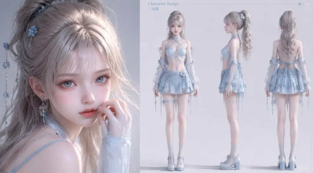 图片[5]-一组适合制作角色三视图、人物设定稿和 3D 仿真人像的提示词-Dgcity