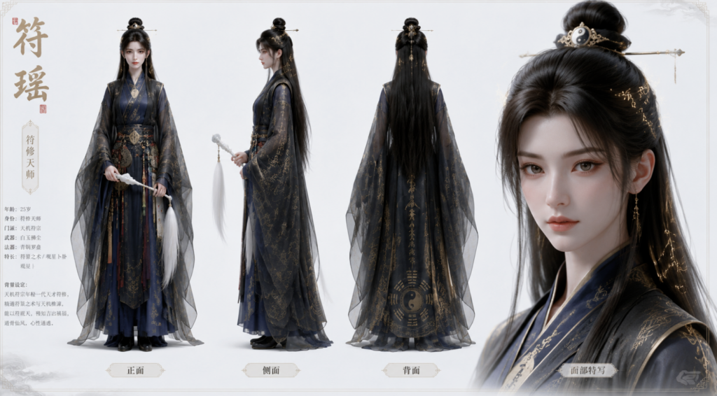 图片[3]-GPT-Image-2设计3D国漫仙侠风格人物三视图，角色设计提示词分享（完整提示词）-Dgcity