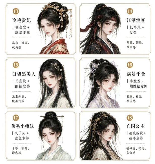 图片[3]-女生古风发型提示词-Dgcity