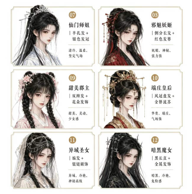 图片[2]-女生古风发型提示词-Dgcity
