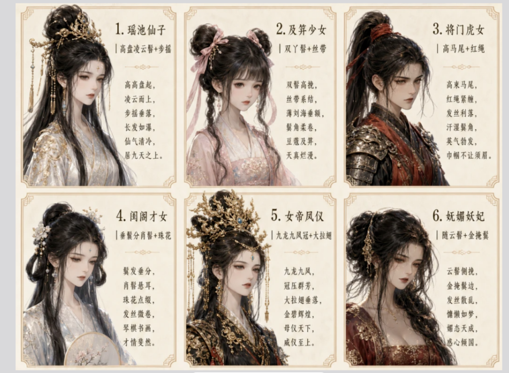 图片[5]-女生古风发型提示词-Dgcity