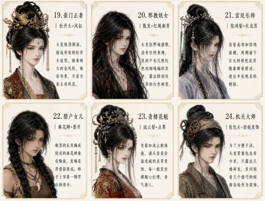 图片[9]-女生古风发型提示词-Dgcity