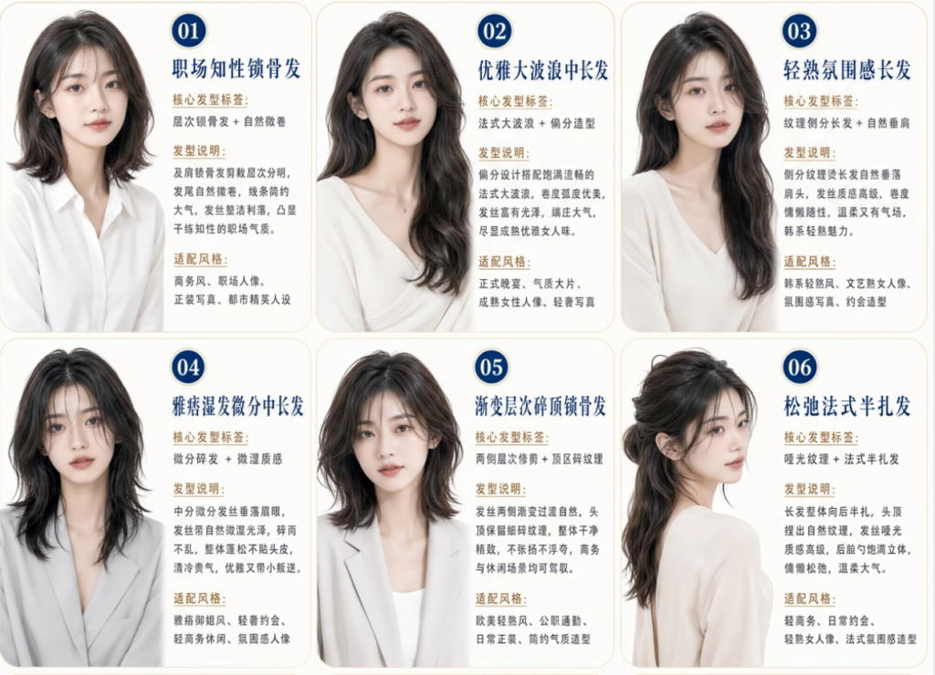 图片[1]-AI漫剧现代发型大全——女生篇-Dgcity