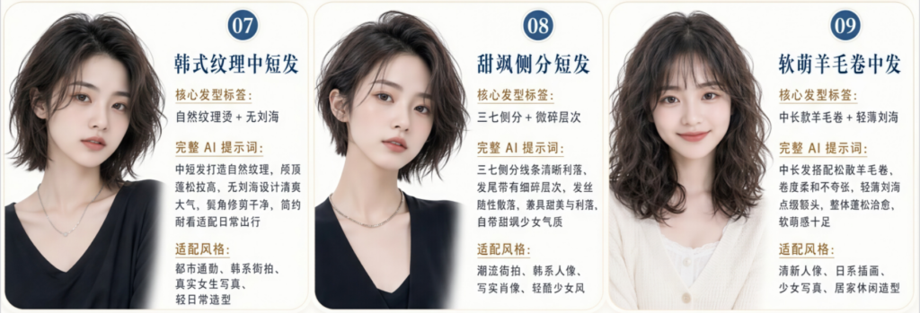 图片[4]-AI漫剧现代发型大全——女生篇-Dgcity