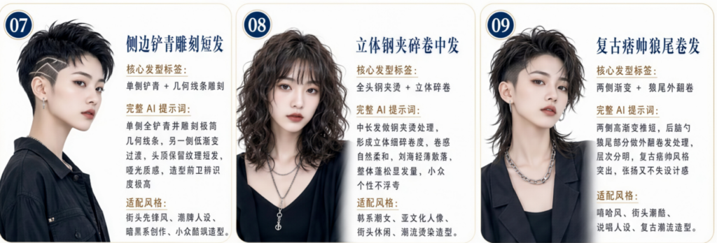 图片[6]-AI漫剧现代发型大全——女生篇-Dgcity