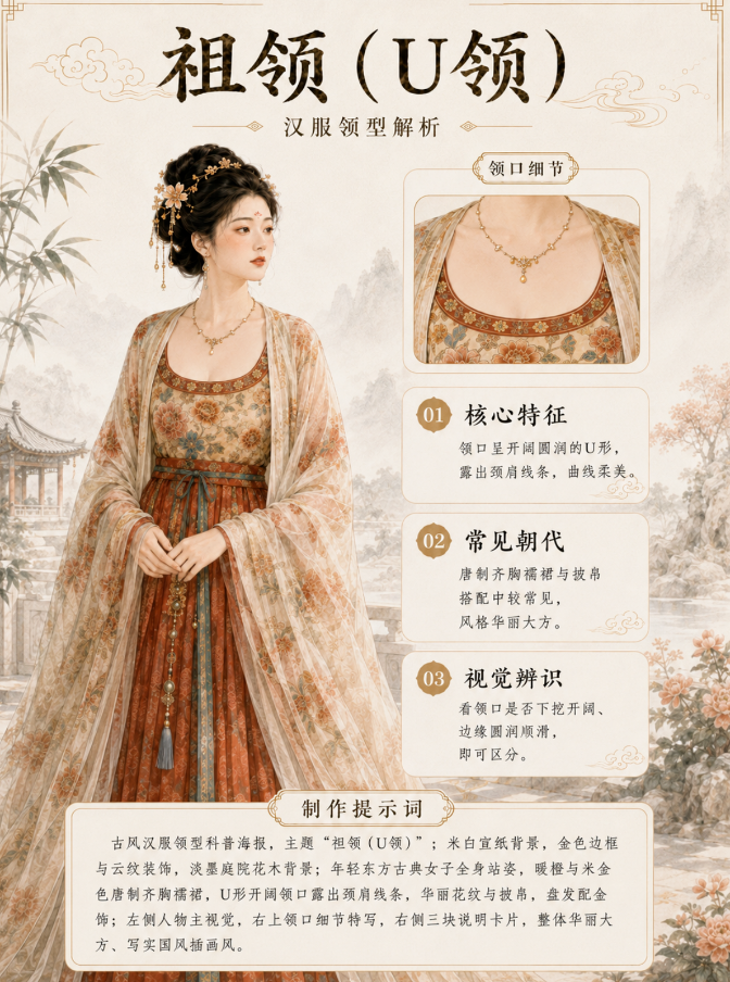 图片[2]-7种汉服领型：交领、直领、圆领、方领、竖领、袒领、褙子直领全解析（附提示词）-Dgcity