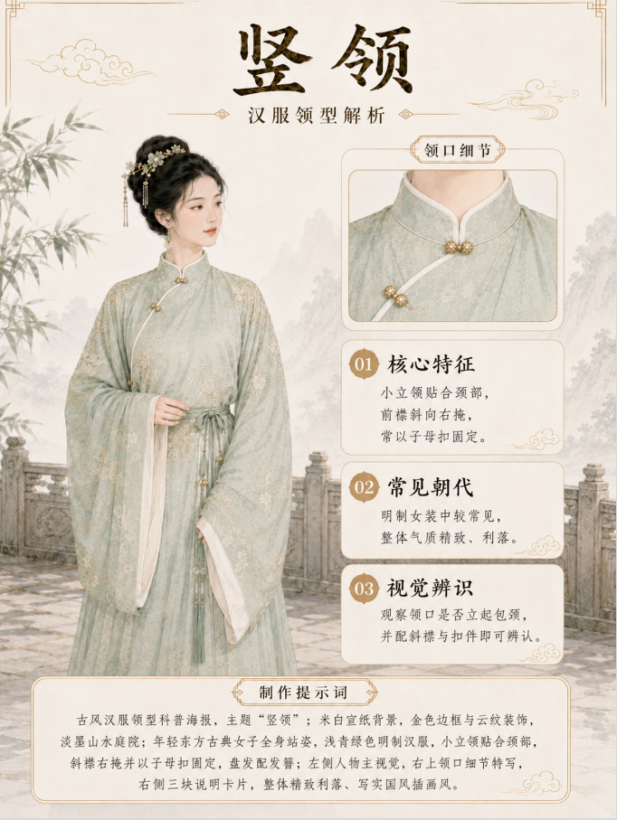 图片[4]-7种汉服领型：交领、直领、圆领、方领、竖领、袒领、褙子直领全解析（附提示词）-Dgcity