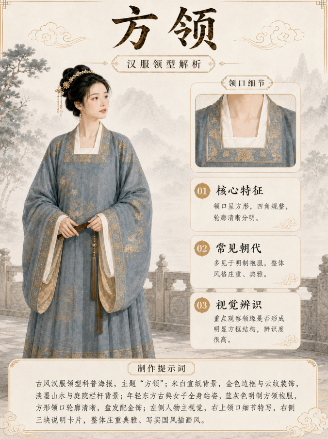 图片[5]-7种汉服领型：交领、直领、圆领、方领、竖领、袒领、褙子直领全解析（附提示词）-Dgcity