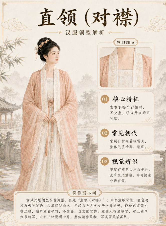图片[7]-7种汉服领型：交领、直领、圆领、方领、竖领、袒领、褙子直领全解析（附提示词）-Dgcity