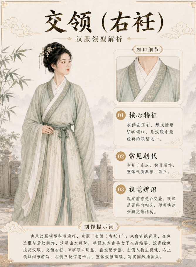 图片[8]-7种汉服领型：交领、直领、圆领、方领、竖领、袒领、褙子直领全解析（附提示词）-Dgcity